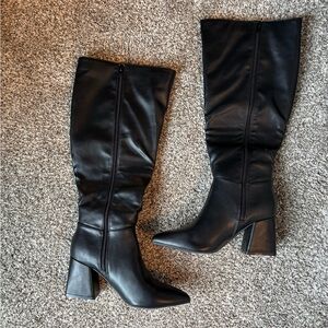 Size 7.5 wide calf black boots